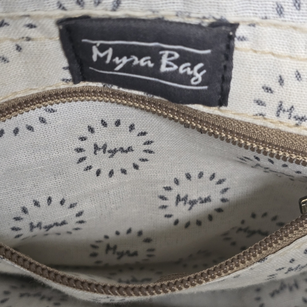 Myra Upcycled Canvas Fur Crossbody Shoulder Bag Purse Brown - Picture 14 of 16